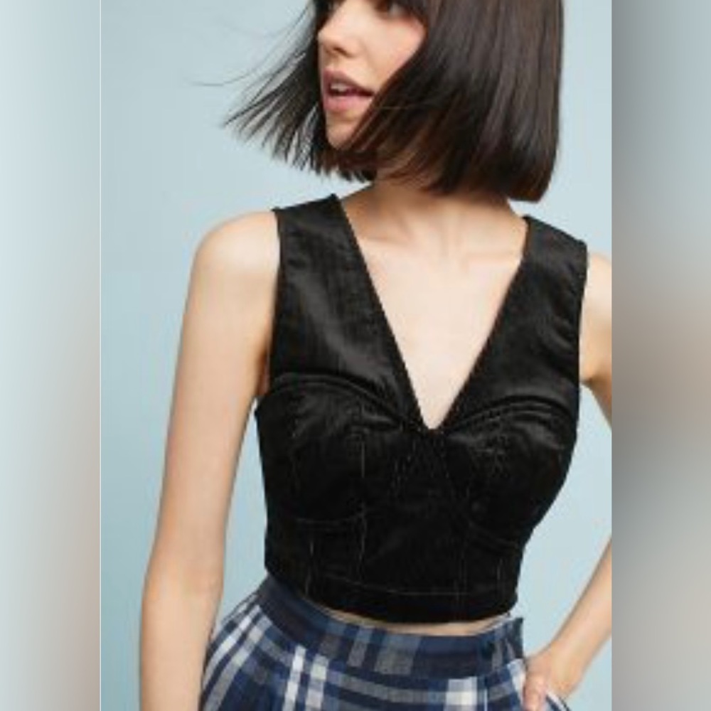 MAEVE black cord cropped bustier vest top Sz 10✨